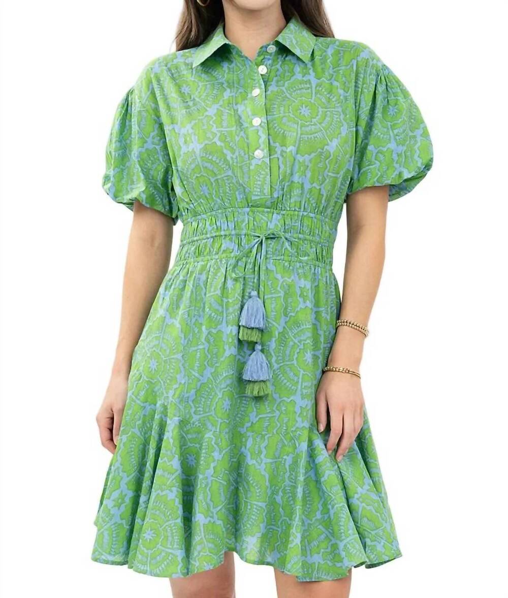 NEW UNCLE FRANK flounced hem shirt dress in green